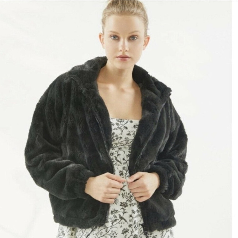 UO Faux Fur Chevron Coat